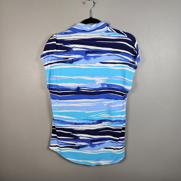 Tommy Bahama Womens Small Short Sleeve Button Up Blue Abstract Shirt - Picture 2 of 5